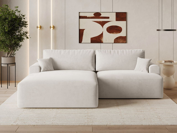 Hoekbank Links met Slaapfunctie en Opbergruimte Serene Lichtbeige