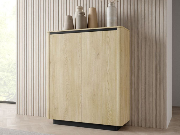 Hoge dressoir met twee deuren Fascino Bruin, Zwart