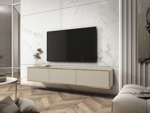 TV-Hangkast met gegroefde deuren 175 cm Diolo Beige
