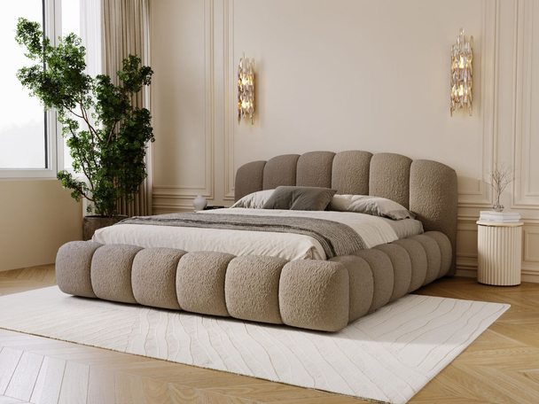 Gestoffeerd bed met opbergruimte en lattenbodem 140x200 Cloud Soft Bruin