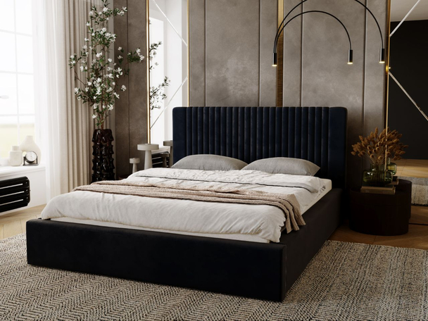 Tweepersoonsbed met Opbergruimte en lattenbodem 160x200 Malmo Donkerblauw