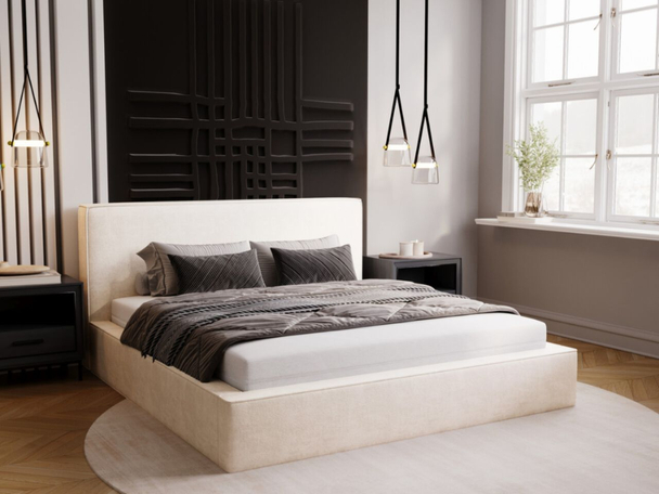Bed met Opbergruimte en lattenbodem 140x200 Monaco Crème