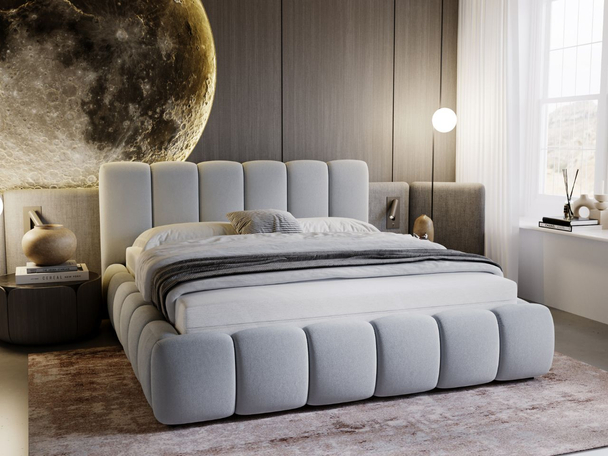 Bed met Opbergruimte en lattenbodem 180x200 Cloud Lichtgrijs