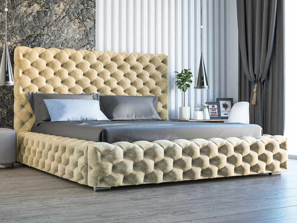 Bed met Opbergruimte en lattenbodem 200x200 Heaven Beige