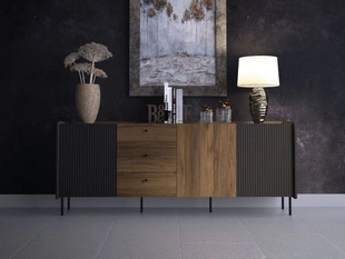 Dressoir met Deuren en Lades 200 cm Pascale Bruin, Zwart