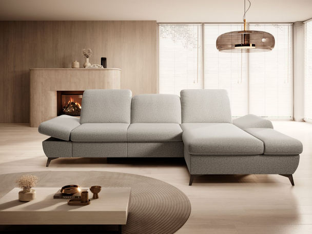 Hoekbank Rechts met Slaapfunctie en Opbergruimte Hannover Beige