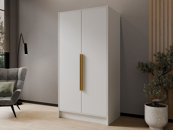 Draaideurkast 100 cm Perugia Wit met goude handgrepen