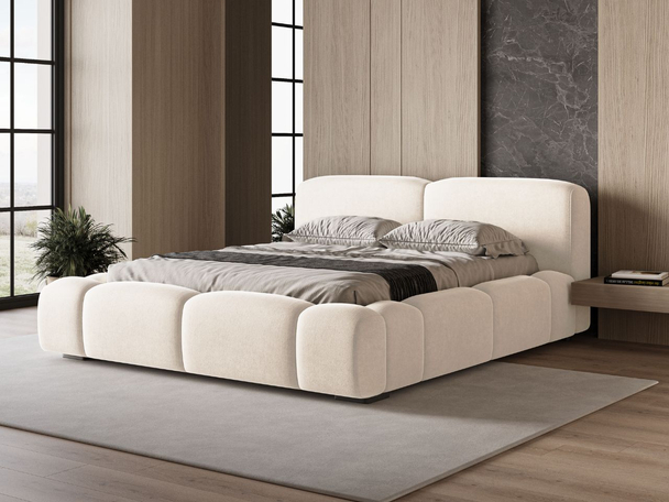 Tweepersoonsbed met Opbergruimte en lattenbodem 120x200 Aubi Crème