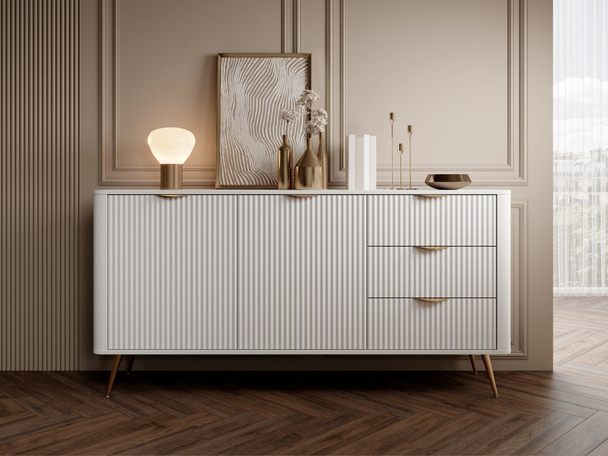 Dressoir met Deuren en Lades 163 cm Latina Wit