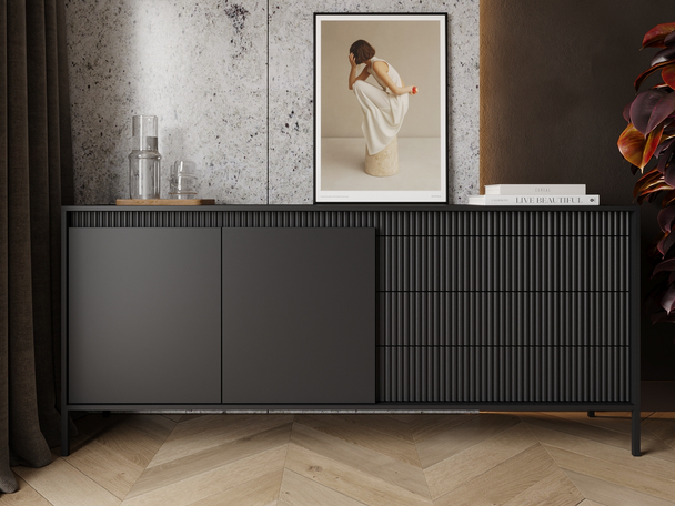 Dressoir met Deuren en Lades 187 cm Sorano Zwart