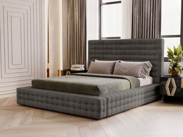 Bed met Opbergruimte en lattenbodem 140x200 Barbados Donkergrijs