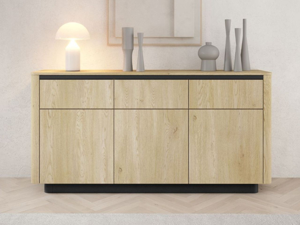 Dressoir met Deuren en Lades 160 cm Fascino Bruin, Zwart