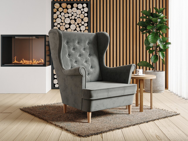 Fauteuil op houten poten Oslo II Grijs