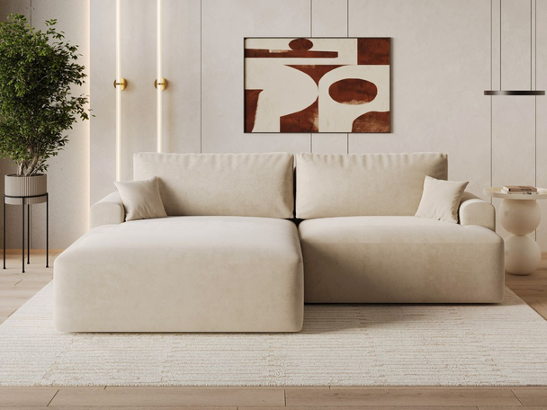 Hoekbank Links met Slaapfunctie en Opbergruimte Serene Beige