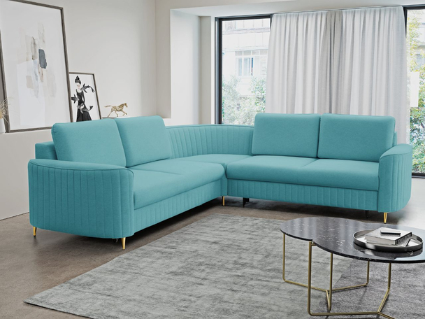 Hoekbank Links met Slaapfunctie en Opbergruimte Limon Blauw