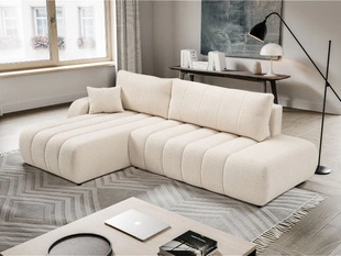 Hoekbank Links met Slaapfunctie en Opbergruimte Adoro Lichtbeige