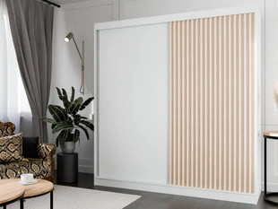 Schuifdeurkast met lamellen 200 cm Loreto Wit