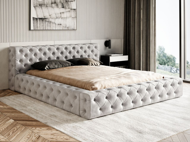 Bed met Opbergruimte en lattenbodem 140x200 cm Palini Lichtgrijs