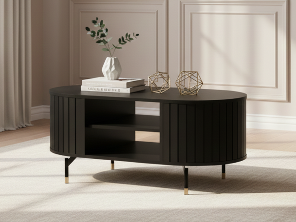 Salontafel met plank Soria Zwart