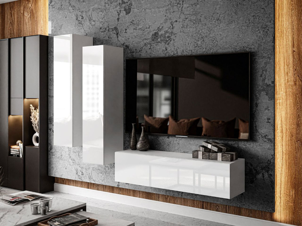 Hangend wandmeubel voor de woonkamer Nodoo Wit glans