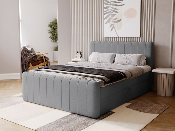 Boxspring met Opbergruimte 140x200 Osteno Donkergrijs