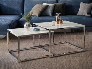 Salontafel met glazen blad Asumi Wit glas 39x45