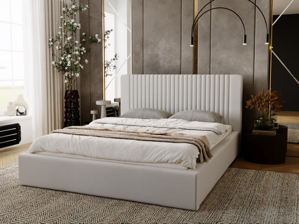 Tweepersoonsbed met Opbergruimte en lattenbodem 200x200 Malmo Lichtgrijs