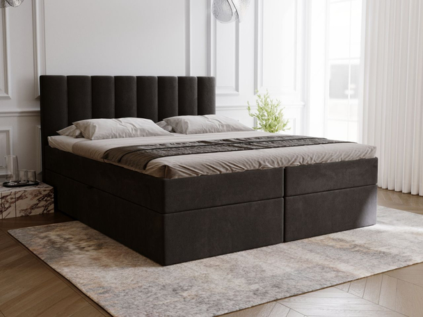 Boxspring met Opbergruimte 160x200 Mocca Zwart