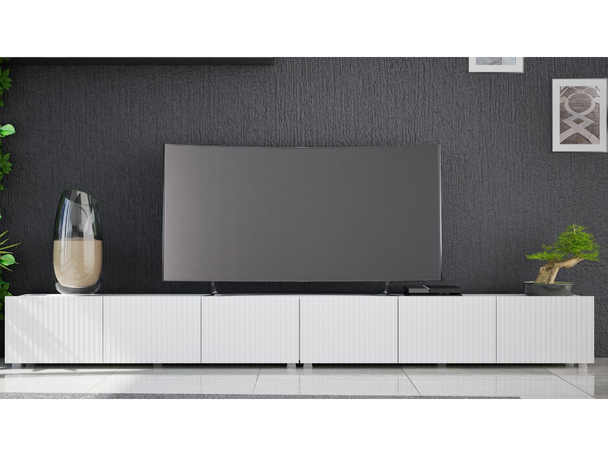 Set tv-meubels met deuren 300 cm Kioto Witte mat