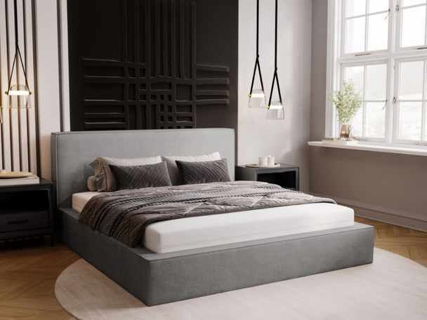 Bed met Opbergruimte en lattenbodem 140x200 Monaco Grijs