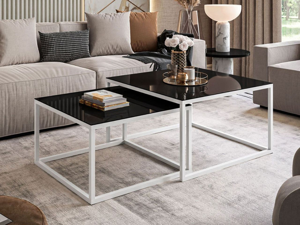Salontafel Set 2-delig Asumi Zwart 35x41