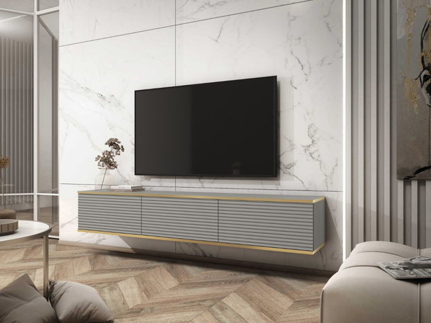TV-Hangkast met gegroefde deuren 175 cm Diolo Grijs