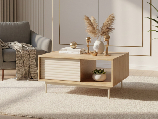Salontafel met Lade Rapallo Kashmir, Geolied Eiken