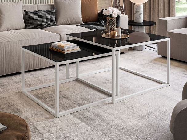 Salontafel Set 2-delig Asumi Zwart 39x45