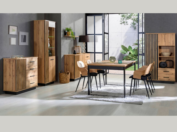 Meubelset voor woonkamer Lavore Eiken Wotan, Zwart