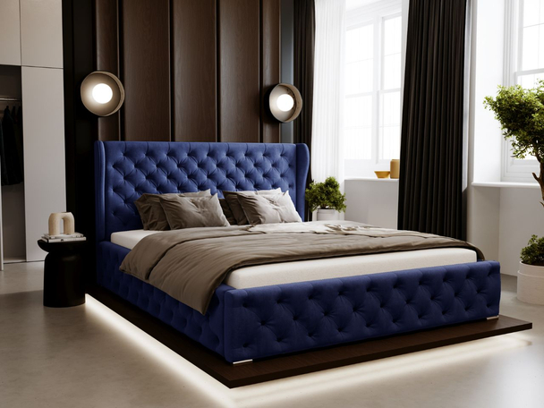 Tweepersoonsbed met Opbergruimte en lattenbodem 140x200 Kingston Donkerblauw