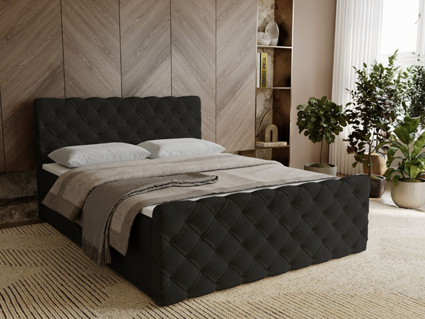 Boxspring met Opbergruimte 120x200 Lunaris Zwart