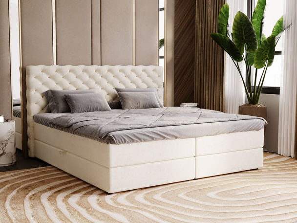 Boxspring met Opbergruimte 160x200 Bergamo Beige