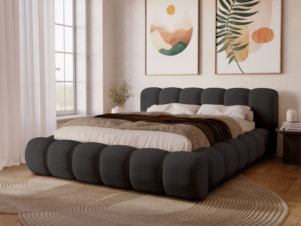 Tweepersoonsbed met Opbergruimte en lattenbodem 180x200 Doria Zwart