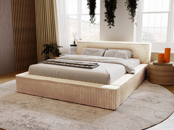 Tweepersoonsbed met Opbergruimte en lattenbodem 140x200 Lago Beige