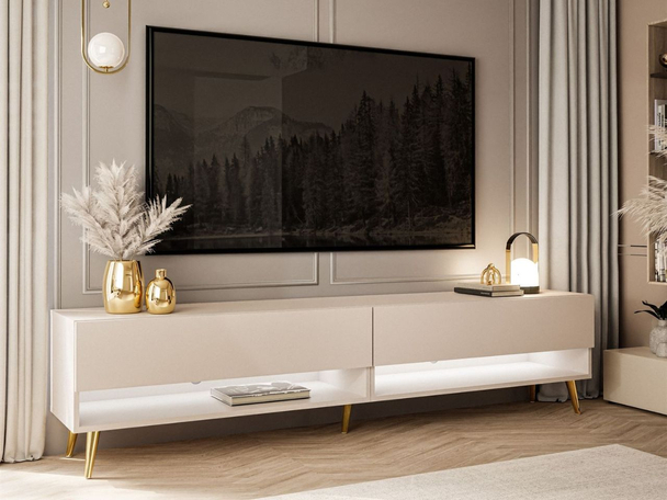 TV-meubel 180 cm voor de woonkamer met ledverlichting Aurelie Kashmir mat