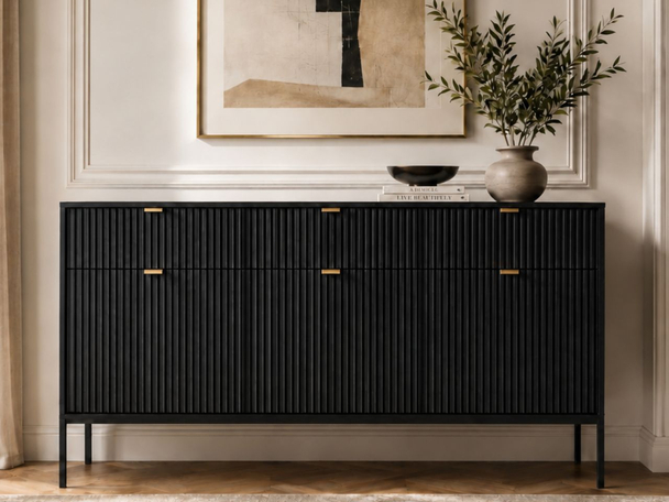 Dressoir met deuren en lades 154 cm Amber Zwart