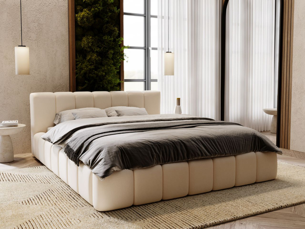 Bed met Opbergruimte en lattenbodem 120x200 cm Split Crème