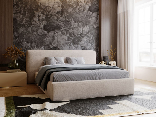 Bed met Opbergruimte en lattenbodem 120x200 cm Monza Beige