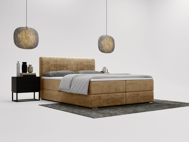 Boxspring met Opbergruimte 160x200 Forte Donkerbeige