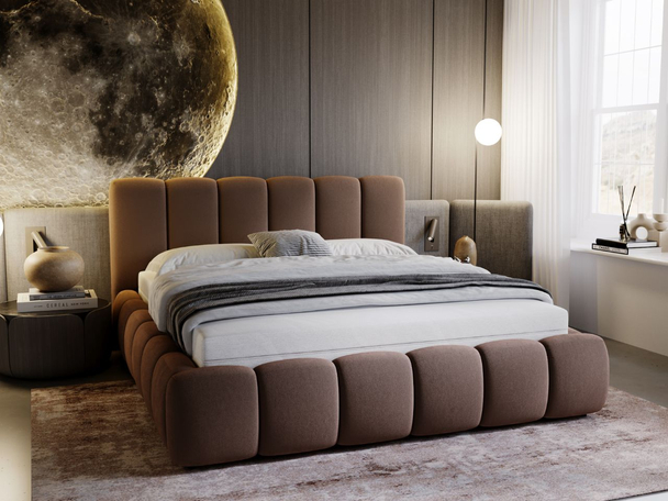 Tweepersoonsbed met lattenbodem zonder opbergruimte 160x200 cm Cloud Bruin