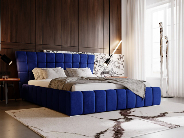 Tweepersoonsbed met Opbergruimte en lattenbodem 180x200 Paris Donkerblauw