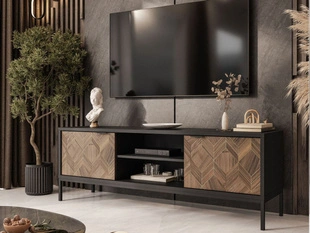 TV-Meubel met deuren 160 cm Tavio Zwart