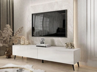 Tv-meubel met deuren op metalen poten Sorelle Wit glans