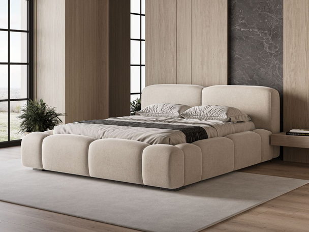 Tweepersoonsbed met Opbergruimte en lattenbodem 140x200 Aubi Beige